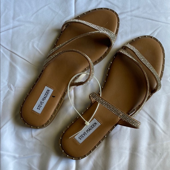 Steve Madden Shoes - Steve Madden Tan Sandals with Sparkling Straps